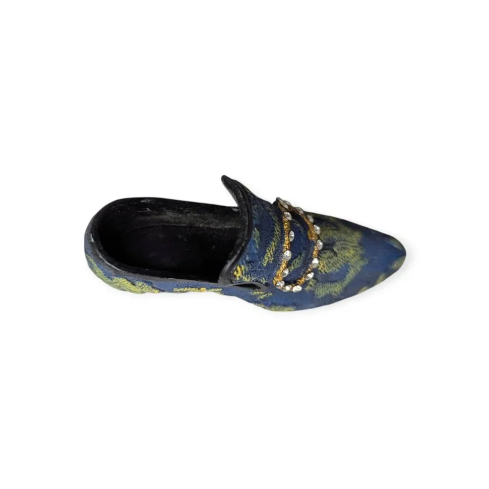 Vintage My Treasure 1999 Kingsbridge Int Inc Blue & Gold Tone Miniature Shoe